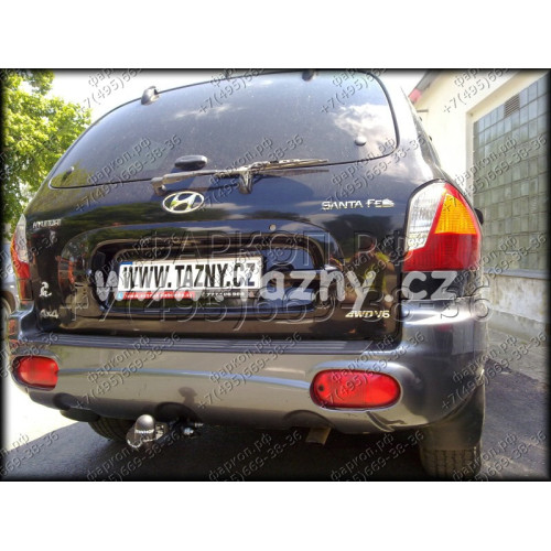H-270 STEINHOF Фаркоп на Hyundai Santa Fe I, кроме версии 2.4 09/2000-2006. Требуется подрезка бампера. Тип шара: A. Нагрузки: 2300/92 кг, масса фаркопа 23,4 кг (без электрики в комплекте)