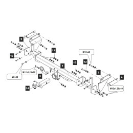 079130 TOWRUS Фаркоп на Citroen Spacetourer 2016-, Citroen Jumpy 2017-, Peugeot Traveller 2016-, Peugeot Expert 2016-, Opel Zafira Life 2019-, Opel Vivaro 2019-, Toyota ProAce 2016- без снятия и выреза бампера. Тип шар