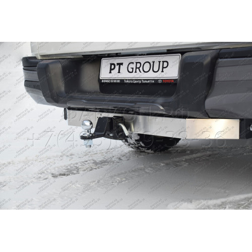 THI-15-991124.00 PT GROUP Фаркоп с нержавеющей накладкой на Sollers ST6 2023-, Sollers ST8 2025-, Toyota Hilux 2015-, JAC T6 2015-, JAC T8 2023-, JAC T8 Pro 2023- без подрезки бампера. Тип шара: E (легкосъемный шар под квадрат). Нагрузки: 3500/140 кг, мас