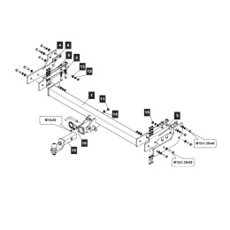 189382 TOWRUS Фаркоп на JAC T9 2024-, Sollers ST9 2025- без снятия и выреза бампера. Тип шара: EA (E с антистуком). Нагрузки: 3500/140 кг, масса фаркопа 37,5 кг (без электр