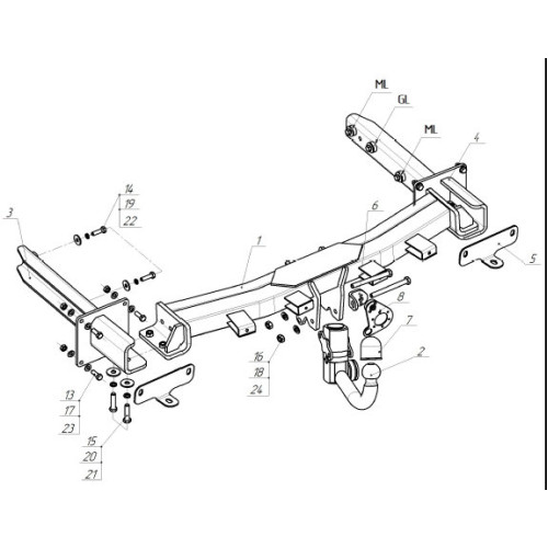 2215-D2 ORIS Фаркоп на Mercedes GLS-Class x166 2016-2019, Mercedes GLE-Class w166 2015-2019, Mercedes M-Class w164 2005-2012, w166 2012-2015, Mercedes GL-Class x164 2005-2012, x166 2012-2016. Необходима подрезка бампера. Тип шара: D2 (вертикально-съемный 