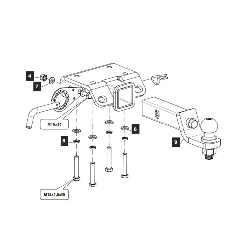 26194531 TOWRUS Фаркоп на Volkswagen Amarok 2010-2022 без снятия и выреза бампера. Тип шара: EA (E с антистуком). Нагрузки: 2800/120 кг, масса фаркопа 7,7 кг (без электрики в комплекте)