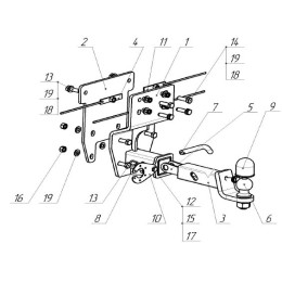 3005-E ORIS Фаркоп на Toyota Land Cruiser Prado J250 2023-, Lexus GX550 (J250) 2023- без выреза в бампере. Тип шара: E. Нагрузки: 2700/100 кг, масса фаркопа 14,6 кг (без электрики в ко