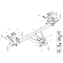 3335-F ORIS Фаркоп на Sollers ST9 2025-, JAC T9 2024- без снятия и подрезки бампера. Тип шара: F. Нагрузки: 2000/100 кг, масса фаркопа 29,75 кг (без электрики в комплект