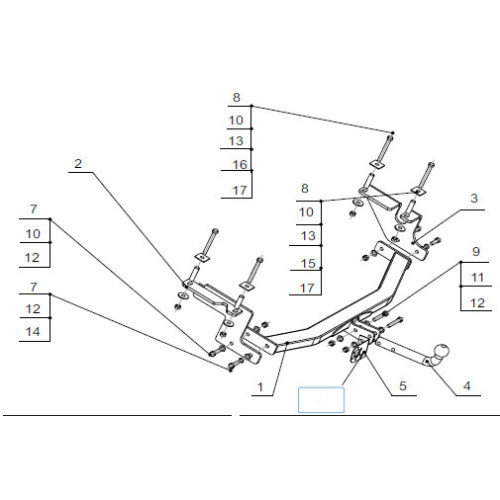 3985-A ORIS Фаркоп на Ford Ecosport 2WD/4WD 2014-2019 без выреза в бампере. Тип шара: A. Нагрузки: 1200/75 кг, масса фаркопа 18,4 кг (без электрики в комплекте)