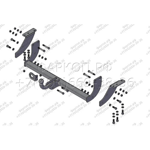 7160 Трейлер Фаркоп для Mitsubishi ASX 2010-2022, Citroen C4 Aircross 2012-2016, Peugeot 4008 2012-2016. Требуется подрезка бампера. Тип шара: A. Нагрузки: 1200/60 кг, масса фаркопа 17,8 кг (без электрики в комплекте)
