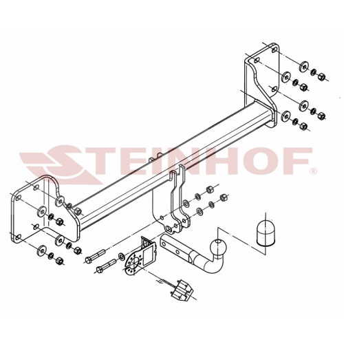 B-060 STEINHOF Фаркоп на BMW X5 E70 2007-2013, X5 F15 2013-2018, BMW X6 F16 2014-2019. Невидимая подрезка бампера. Тип шара: A. Нагрузки: 3500/150 кг, масса фаркопа 20,2 кг (без электрики в комплекте)