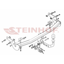 C-012 STEINHOF Фаркоп на Citroen C3 Picasso 2009-2017. Требуется подрезка бампера. Тип шара: A. Нагрузки: 1200/65 кг, масса фаркопа 15,3 кг (без электрики в комплекте)