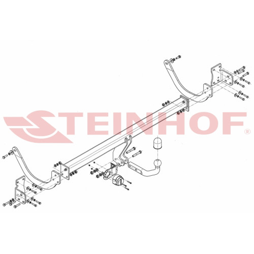 C-039 STEINHOF Фаркоп на Citroen C5 универсал (кроме 2.2 HDI / 3.0HDI) 2008-2017 без подрезки бампера. Тип шара: A. Нагрузки: 1900/80 кг, масса фаркопа 24,85 кг (без электрики в комплекте)