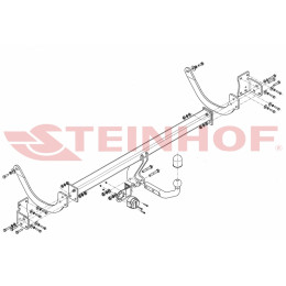 C-039 STEINHOF Фаркоп на Citroen C5 универсал (кроме 2.2 HDI / 3.0HDI) 2008-2017 без подрезки бампера. Тип шара: A. Нагрузки: 1900/80 кг, масса фаркопа 24,85 кг (без электри
