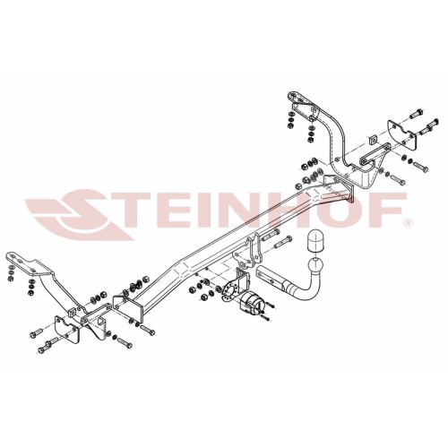 C-041 STEINHOF Фаркоп на Citroen C4 Picasso 2006-2013, Citroen Grand C4 Picasso 2006-2013 без снятия и подрезки бампера. Тип шара: A. Нагрузки: 1800/75 кг, масса фаркопа 19,5 кг (без электрики в комплекте)