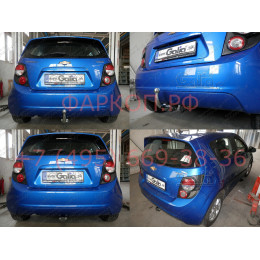 C070C GALIA Полностью оцинкованный фаркоп на Chevrolet Aveo хетчбек 2011-2015. Подрозетник убирается за бампер. Тип шара: C (горизонтальный съемный). Невиди
