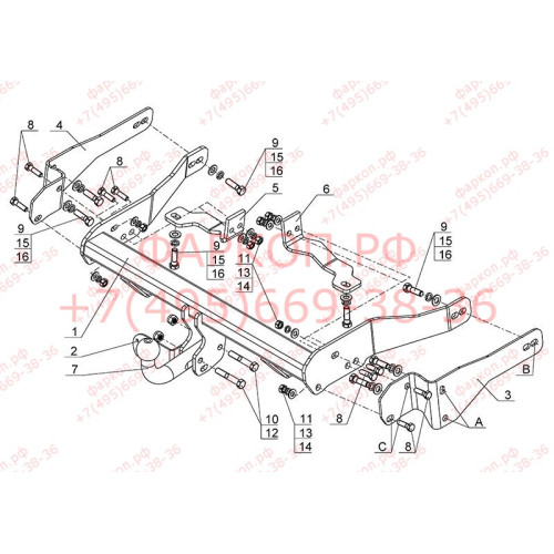 CV 13 AVTOS Фаркоп на Chevrolet Captiva 2013-2018. Необходима подрезка бампера. Тип шара: A. Нагрузки: 2000/100 кг, масса фаркопа 18 кг (без электрики в комплекте)