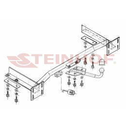 D-300 STEINHOF Фаркоп на Chrysler TownCountry / Voyager / Grand Voyager 09/1995-04/2001, Dodge Caravan / Grand Caravan 09/1995-04/2001 без подрезки бампера. Тип шара: H (сварное крепление шара). Наг