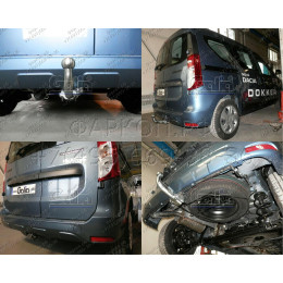 D045C GALIA Полностью оцинкованный фаркоп на Renault Dokker 2017-2019, Dacia Dokker 2012-2021, Renault Express 2020-. Подрозетник убирается за бампер. Тип шара: C (горизонтальны