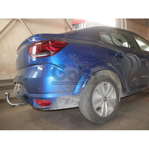 D058C GALIA Полностью оцинкованный фаркоп на Dacia Logan седан 2021-, Renault Logan 2021-, Dacia Sandero 2020-, Dacia Sandero Stepway 2020-. Подрозетник убирается за бампер. Тип шара: C (горизонтальный съемный). Невидимый вырез бампера. Нагрузки: 1200/75 
