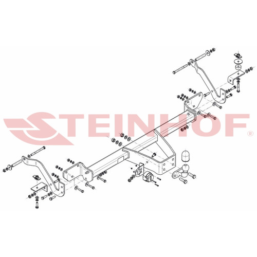 F-067 STEINHOF Фаркоп на FIAT Ducato III шасси с продленной загрузочной частью 2014- без снятия и подрезки бампера. Тип шара: F. Нагрузки: 3000/120 кг, масса фаркопа 28,38 кг (без электрики в комплекте)