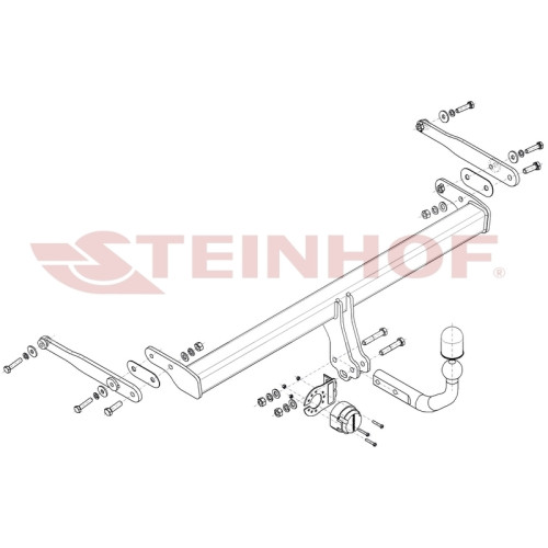 F-211 STEINHOF Фаркоп на Ford Focus 4 универсал 2018-. Требуется подрезка бампера. Тип шара: A. Нагрузки: 2000/100 кг, масса фаркопа 17,5 кг (без электрики в комплекте)