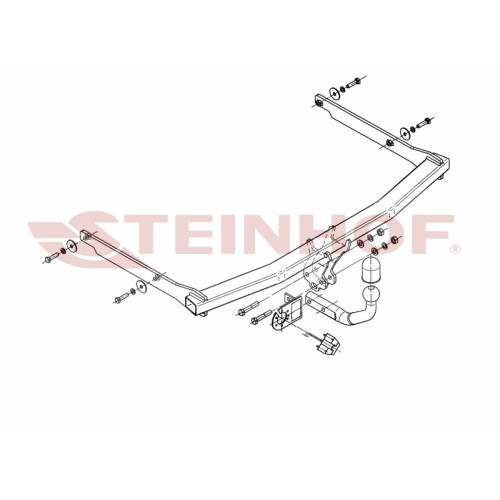 F-229 STEINHOF Фаркоп на Ford Focus II хетчбек 3/5 дверей, кроме ST 2004-2011, Ford C-MAX 2003-2010. Требуется подрезка бампера. Тип шара: A. Нагрузки: 1500/75 кг, масса фаркопа 15,4 кг (без электрики в комплекте)