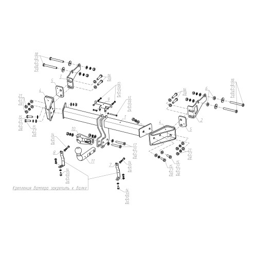 F.2316.001 BERG Фаркоп на Hyundai Santa Fe 2012-2018, Kia Sorento 2012-2020 (сборка РФ). Требуется подрезка бампера. Тип шара: A. Нагрузки: 2500/100 кг, масса фаркопа 18,2 кг (без электрики в комплекте)
