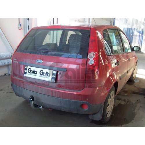 F088A GALIA Полностью оцинкованный фаркоп на Ford Fiesta 2002-2008. Особенности: колесная база 2486 мм. Тип шара: A. Требуется подрезка бампера. Нагрузки: 900/50 кг, масса фаркопа 14,01 кг