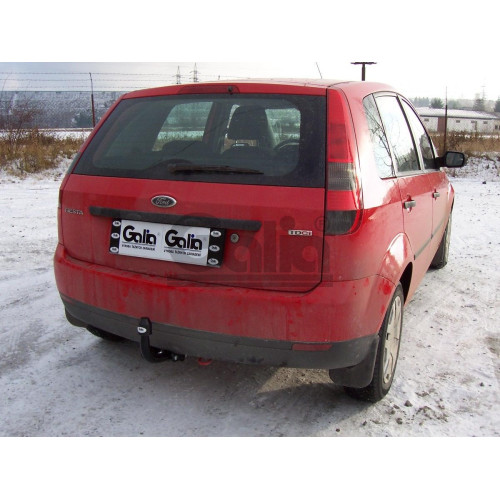 F088A GALIA Полностью оцинкованный фаркоп на Ford Fiesta 2002-2008. Особенности: колесная база 2486 мм. Тип шара: A. Требуется подрезка бампера. Нагрузки: 900/50 кг, масса фаркопа 14,01 кг