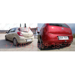 F101A GALIA Полностью оцинкованный фаркоп на Opel Corsa D 2006-2014, FIAT Grande Punto 2005-2010, Grande Punto Evo 2005-2010, Alfa Romeo MiTo 2008-2018. Подрозетник убирается за бампер. Тип ша