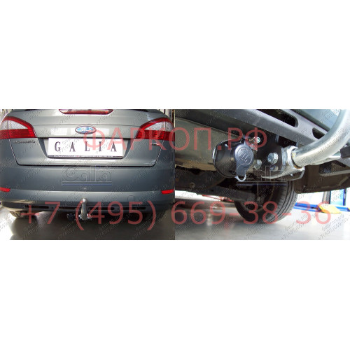 F112A GALIA Полностью оцинкованный фаркоп на Ford Mondeo хетчбек 5 дверей 2007-2015. Подрозетник убирается за бампер. Тип шара: A. Без выреза бампера. Нагрузки: 2000/80 кг, масса фаркопа 13,52 кг