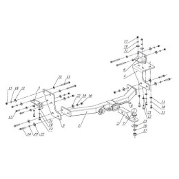 FA 0724-E Бизон Фаркоп на Hyundai Santa Fe 2012-2018, Kia Sorento II XM 2012-2020. Требуется подрезка бампера. Тип шара: E (легкосъемный шар под квадрат). Нагрузки: 3000/120 кг