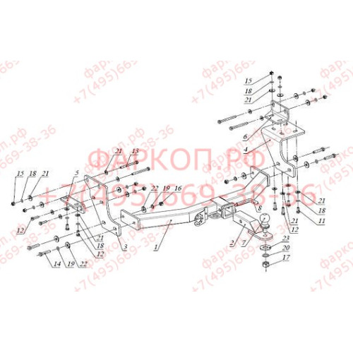 FA 0724-E Бизон Фаркоп на Hyundai Santa Fe 2012-2018, Kia Sorento II XM 2012-2020. Требуется подрезка бампера. Тип шара: E (легкосъемный шар под квадрат). Нагрузки: 3000/120 кг. Не комплектуется электрикой