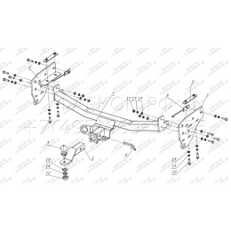 FA 1008-E Бизон Фаркоп на Mitsubishi L200 2015-2023, FIAT Fullback 2016-2019 без подрезки бампера. Тип шара: E (легкосъемный шар под квадрат). Нагрузки: 3300/120 кг. Не компл