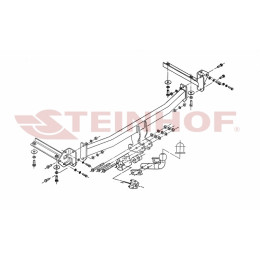 H-031 STEINHOF Фаркоп на Honda Civic хетчбек 5 дверей 2006-2011. Требуется подрезка бампера. Тип шара: A. Нагрузки: 1700/75 кг, масса фаркопа 16,7 кг (без электрики в
