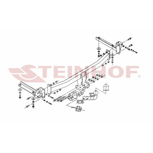 H-031 STEINHOF Фаркоп на Honda Civic хетчбек 5 дверей 2006-2011. Требуется подрезка бампера. Тип шара: A. Нагрузки: 1700/75 кг, масса фаркопа 16,7 кг (без электрики в комплекте)