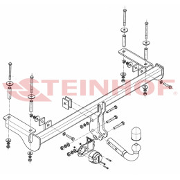 H-063 STEINHOF Фаркоп на Honda HR-V 3/5 дверей 1999-2002. Требуется подрезка бампера. Тип шара: A. Нагрузки: 1400/70 кг, масса фаркопа 17,9 кг (без электрики в компле