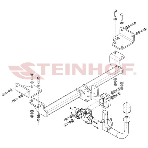 H-228 STEINHOF Фаркоп на Hyundai i30 Fastback (лифтбек) 5 дверей 2017-. Требуется подрезка бампера. Тип шара: AV (вертикальное быстросъемное крепление шара на ключе). Нагрузки: 1500/85 кг, масса фаркопа 14,7 кг (без электрики в комплекте)