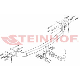 H-273 STEINHOF Фаркоп на Hyundai Santa Fe 2006-2012. Требуется подрезка бампера. Тип шара: AH (горизонтальное быстросъемное крепление шара на ключе). Нагрузки: 2