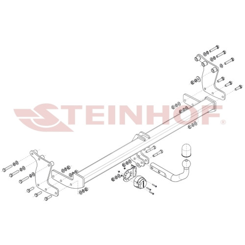 H-290 STEINHOF Фаркоп на Hyundai Ioniq 5 NE 05/2021-. Требуется подрезка бампера. Тип шара: A. Нагрузки: 1650/100 кг, масса фаркопа 21,4 кг (без электрики в комплекте)