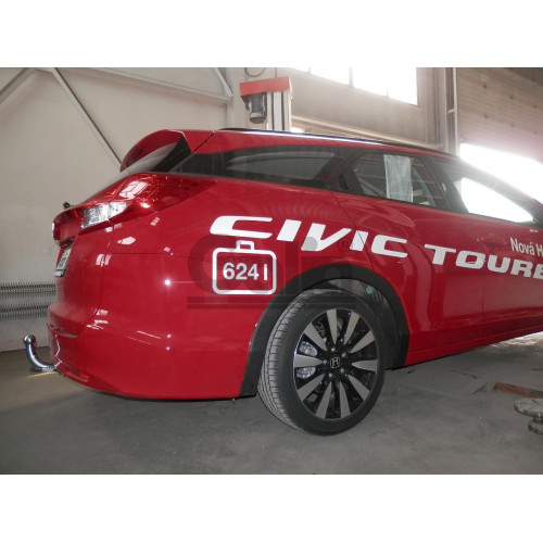 H092A GALIA Полностью оцинкованный фаркоп на Honda Civic Tourer универсал 2013-2017. Подрозетник убирается за бампер. Тип шара: A. Невидимый вырез бампера. Нагрузки: 1500/75 кг, масса фаркопа 14,52 кг