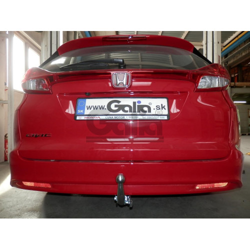 H092A GALIA Полностью оцинкованный фаркоп на Honda Civic Tourer универсал 2013-2017. Подрозетник убирается за бампер. Тип шара: A. Невидимый вырез бампера. Нагрузки: 1500/75 кг, масса фаркопа 14,52 кг