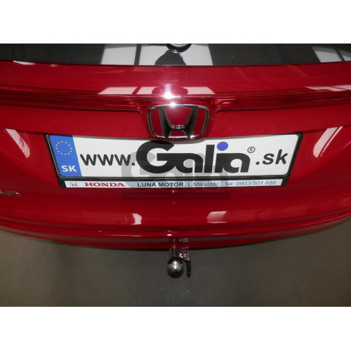 H092A GALIA Полностью оцинкованный фаркоп на Honda Civic Tourer универсал 2013-2017. Подрозетник убирается за бампер. Тип шара: A. Невидимый вырез бампера. Нагрузки: 1500/75 кг, масса фаркопа 14,52 кг