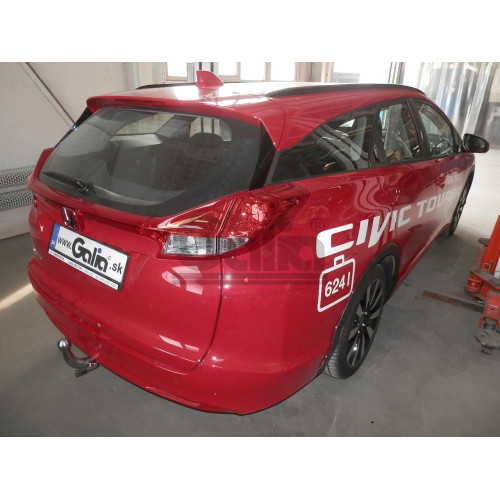 H092A GALIA Полностью оцинкованный фаркоп на Honda Civic Tourer универсал 2013-2017. Подрозетник убирается за бампер. Тип шара: A. Невидимый вырез бампера. Нагрузки: 1500/75 кг, масса фаркопа 14,52 кг