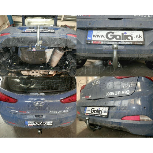 H093A GALIA Полностью оцинкованный фаркоп на Hyundai i20 2014-2020. Тип шара: A. Невидимый вырез бампера. Нагрузки: 1200/75 кг, масса фаркопа 15,02 кг