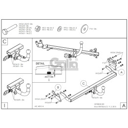 H093A GALIA Полностью оцинкованный фаркоп на Hyundai i20 2014-2020. Тип шара: A. Невидимый вырез бампера. Нагрузки: 1200/75 кг, масса фаркопа 15,02 кг