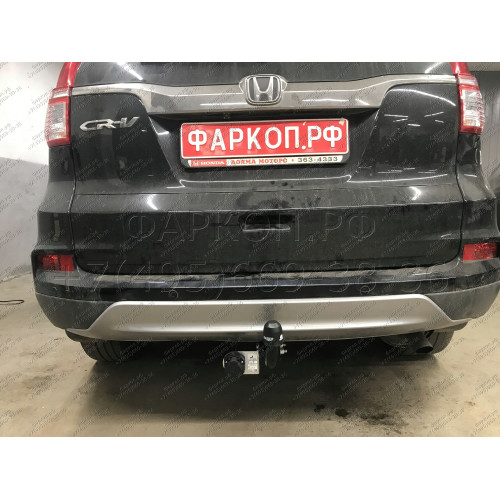 H104-A Лидер-плюс ТСУ для Honda CR-V 2012-2017. Требуется подрезка пластиковой защиты бампера. Нагрузки: 1500/75 кг, масса фаркопа 16,36 кг (без электрики в комплекте)