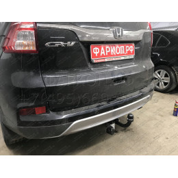 H104-A Лидер-плюс ТСУ для Honda CR-V 2012-2017. Требуется подрезка пластиковой защиты бампера. Нагрузки: 1500/75 кг, масса фаркопа 16,36 кг (без электрики в ко