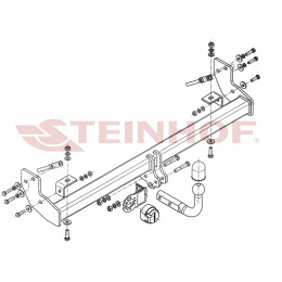 J-070 STEINHOF Фаркоп на Jeep Wrangler TJ 1996-2007 без снятия и подрезки бампера. Тип шара: A. Нагрузки: 2100/90 кг, масса фаркопа 18,6 кг (без электрики в комплекте)