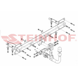 K-011 STEINHOF Фаркоп на Kia Carnival 1999-2006. Требуется подрезка бампера. Тип шара: AV (вертикальное быстросъемное крепление шара на ключе). Нагрузки: 2100/80 