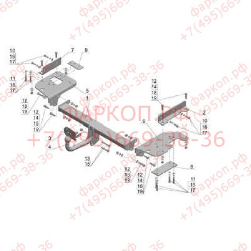 KI 16 AVTOS Фаркоп на Hyundai Tucson 2004-2009, Kia Sportage 2004-2010. Необходима подрезка бампера. Тип шара: A. Нагрузки: 2000/100 кг, масса фаркопа 24 кг (без электрики в комплекте)