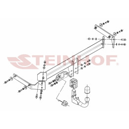 M-031 STEINHOF Фаркоп на Mazda CX-7 2007-2012. Требуется подрезка бампера. Тип шара: AV (вертикальное быстросъемное крепление шара на ключе). Нагрузки: 1700/85 к