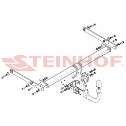M-047 STEINHOF Фаркоп на Mazda 2 DJ 2015-. Требуется подрезка бампера. Тип шара: AV (вертикальное быстросъемное крепление шара на ключе). Нагрузки: 1200/50 кг, 